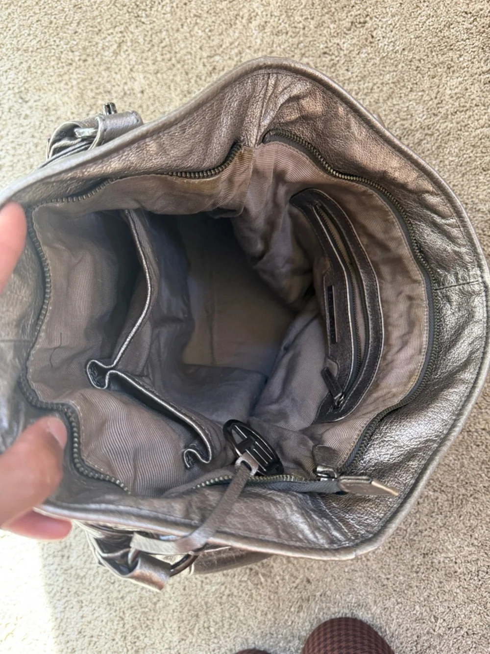 Elliott Lucca “ Estella “ Metallic Leather All Carry Handbag